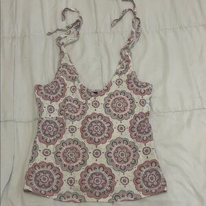 GAP Pink and Cream Patterned Camisole